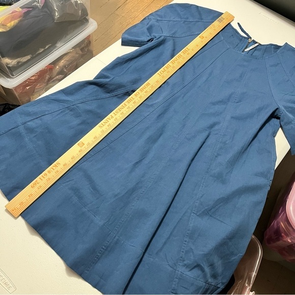 Free People Becca Short Sleeve Mini Dress Blue Medium S2 - Picture 7 of 9